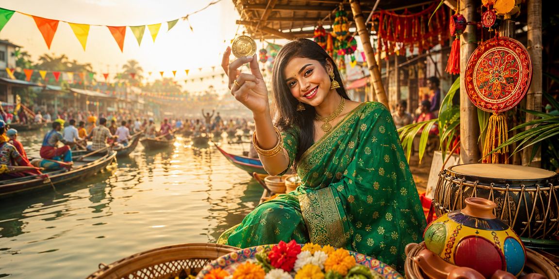 বরিশালে ঐতিহ্যবাহী পোশাকে একজন বাংলাদেশি ব্যবহারকারী s44 - এ পেমেন্ট করছেন